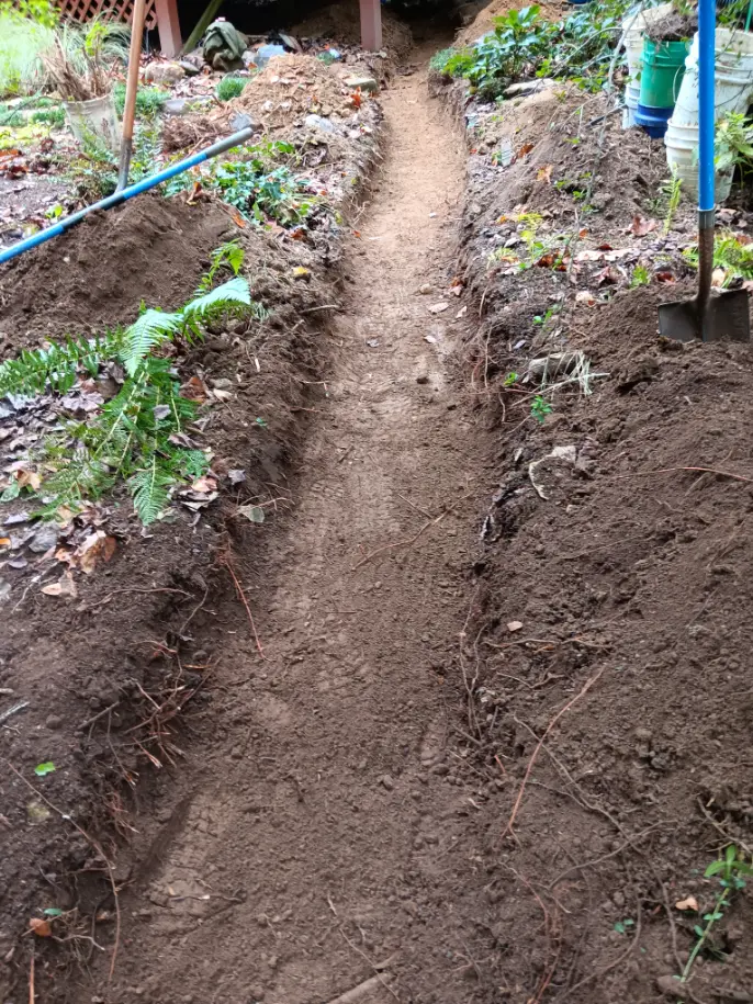 Exterior yard drainage system preventing standing water and soil erosion